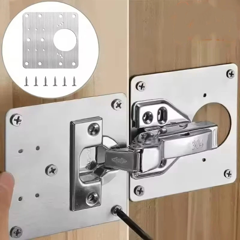 Furniture Hardware Repair - Stainless Steel Cabinet Hinge Repair Plate