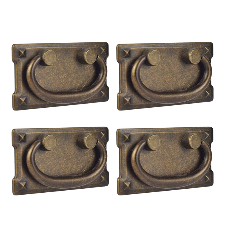 Furniture Hardware Factory - 4Pcs Vintage Antique Bronze Drawer Ring