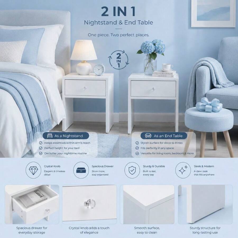 2-In-1 Storage Stool & Nightst - Furniture Hardware Nut review and price