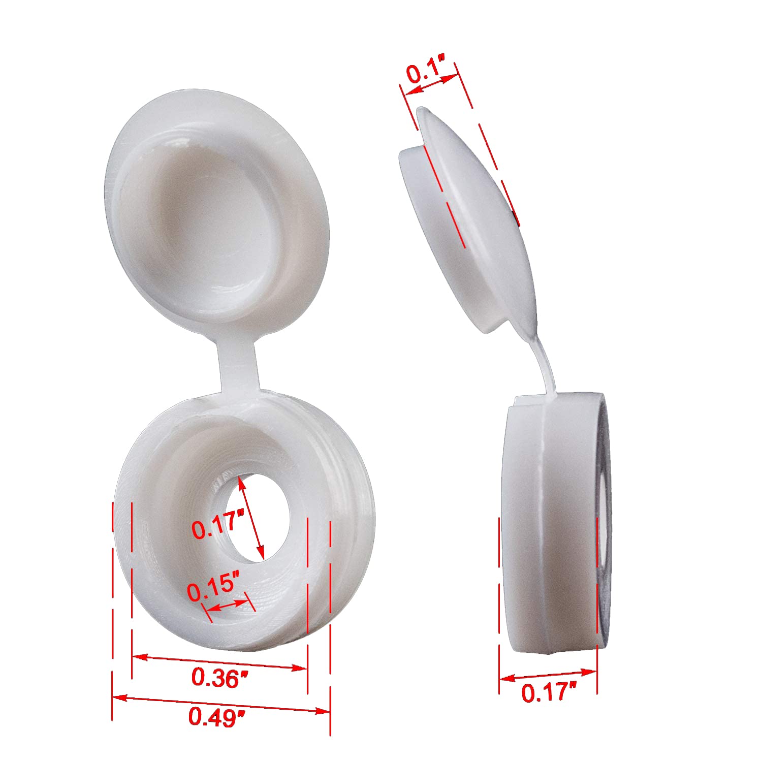 White Hinged Plastic Screw Cap - Furniture Hardware Nut review and price