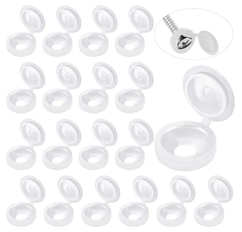 White Hinged Plastic Screw Cap - Furniture Hardware Nut review and price