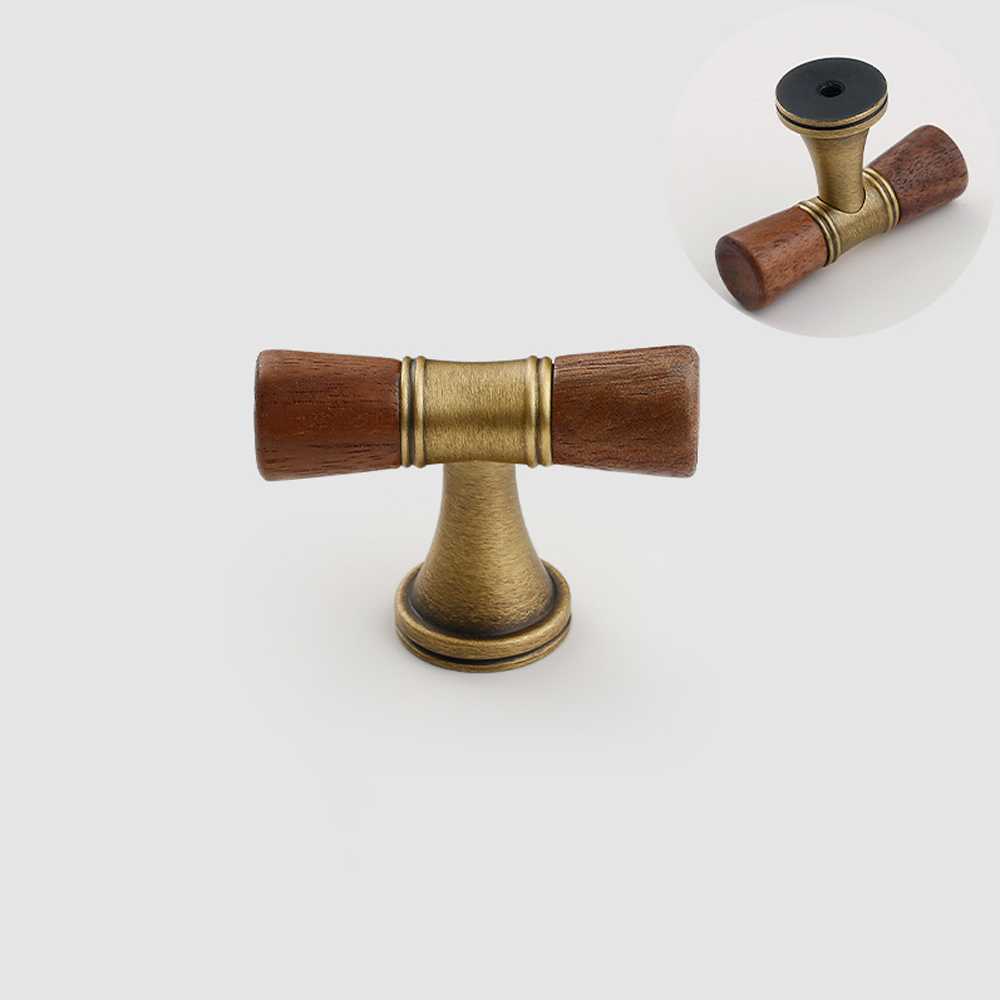 Vintage Walnut Brass Handle Ro - Vintage Furniture Hardware Pulls review and price