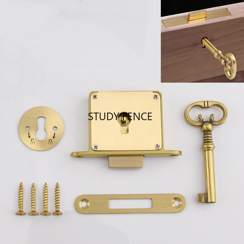1PC Antique Metal Drawer Lock  - Furniture Hardware Brass review and price